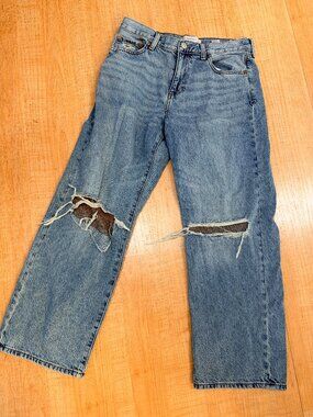 Pac Sun Baggy Jeans Sweater Knit Knee Patches